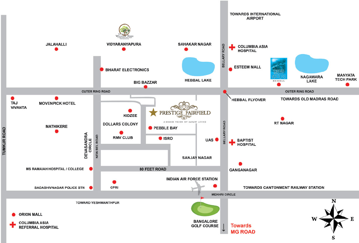 Prestige Fairfield Location Map